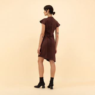 ASYMMETRIC SUEDE MIDI DRESS