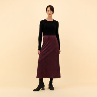 MAXI SUEDE FLARE SKIRT