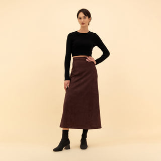 MAXI SUEDE FLARE SKIRT
