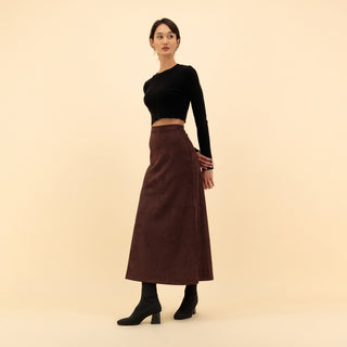 MAXI SUEDE FLARE SKIRT