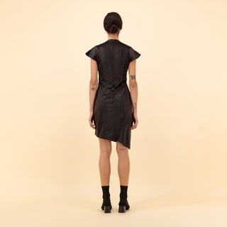 ASYMMETRIC SUEDE MIDI DRESS