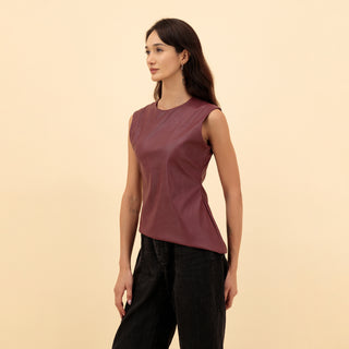 ASYMMETRIC LEATHER TOP