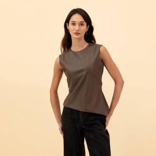 ASYMMETRIC LEATHER TOP